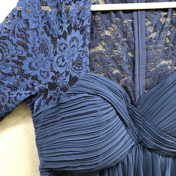 Ever Pretty Chiffon Lace Sleeve Blue Party Prom Evening Dress Size 18 Sweetheart - Picture 5 of 12